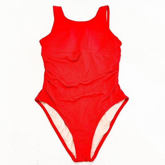 Kona Sol One Piece Red Racerback Bathing Front Rouching Swimsuit Size XL - Picture 1 of 4